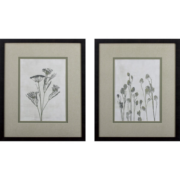 Set of Two Floral Wild Abstract Framed Art