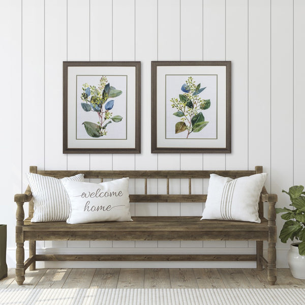 Set of Two Seeded Eucalyptus Abstract Framed Art