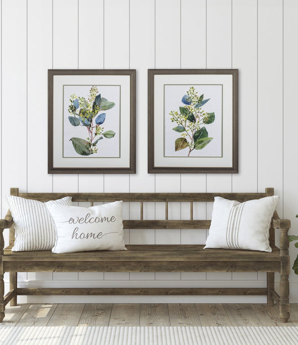 Set of Two Seeded Eucalyptus Abstract Framed Art