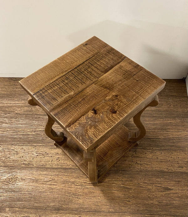 Modern Farmhouse Solid Wood Scroll End Table