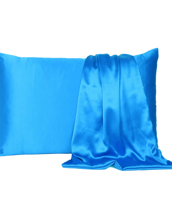 Blue Dreamy Set of 2 Silky Satin King Pillowcases