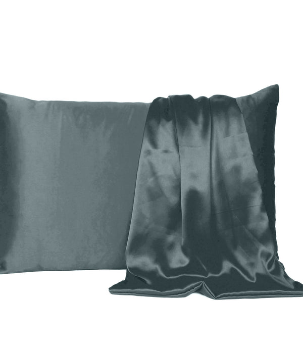 Gray Dreamy Set of 2 Silky Satin King Pillowcases