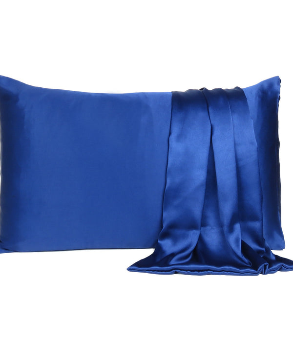 Navy Blue Dreamy Set of 2 Silky Satin King Pillowcases