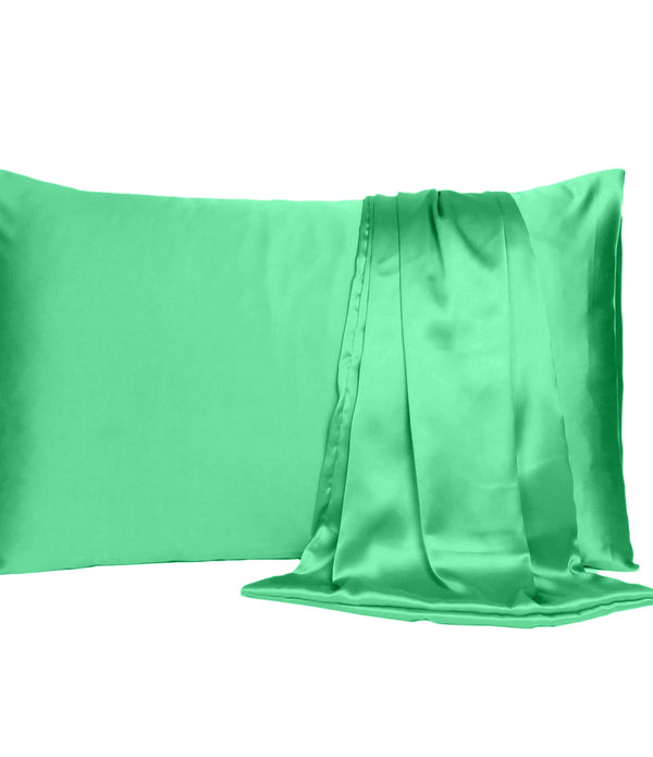 Green Dreamy Set of 2 Silky Satin King Pillowcases