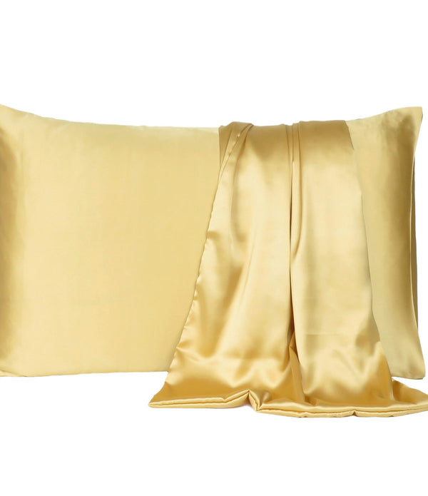 Gold Dreamy Set of 2 Silky Satin Standard Pillowcases