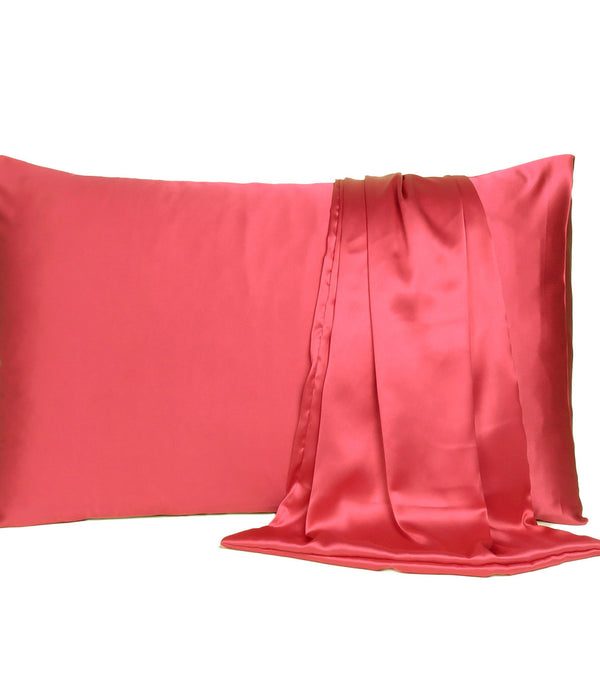 Poppy Red Dreamy Set of 2 Silky Satin Standard Pillowcases