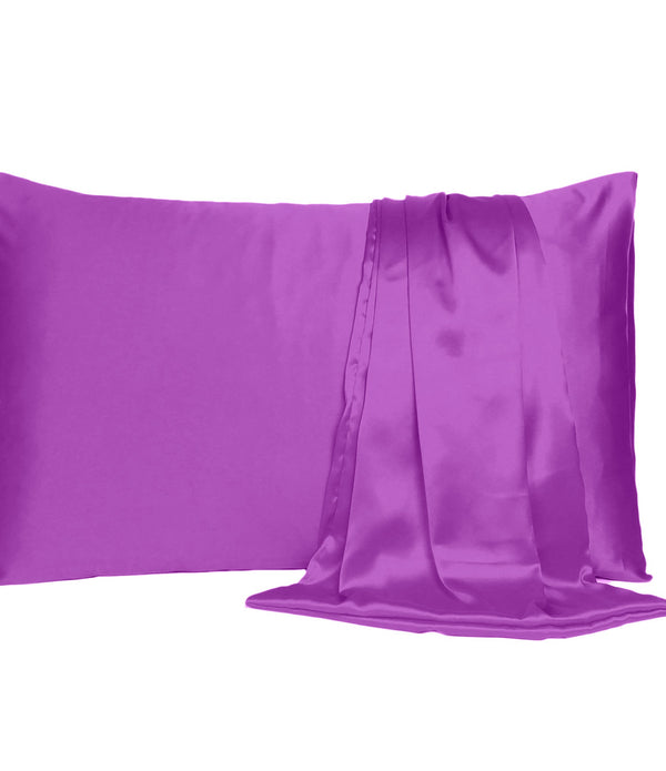 Purple Merlot Dreamy Set of 2 Silky Satin Standard Pillowcases