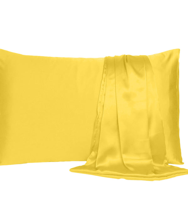 Lemon Dreamy Set of 2 Silky Satin Queen Pillowcases