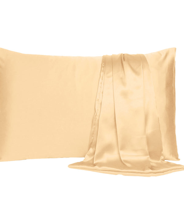 Pale Peach Dreamy Set of 2 Silky Satin Queen Pillowcases