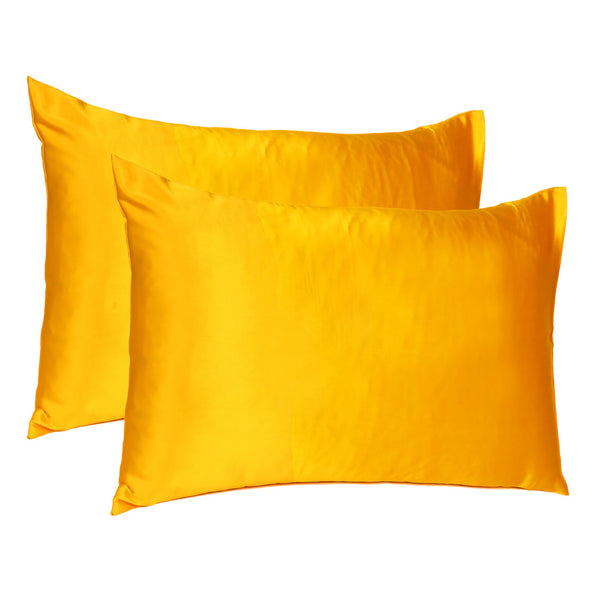 Goldenrod Dreamy Set of 2 Silky Satin Queen Pillowcases