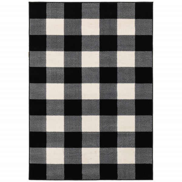 5’ x 7’ Monochromatic Gingham Pattern Indoor Area Rug