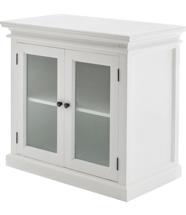 Modern Farm White Glass Door Accent Cabinet