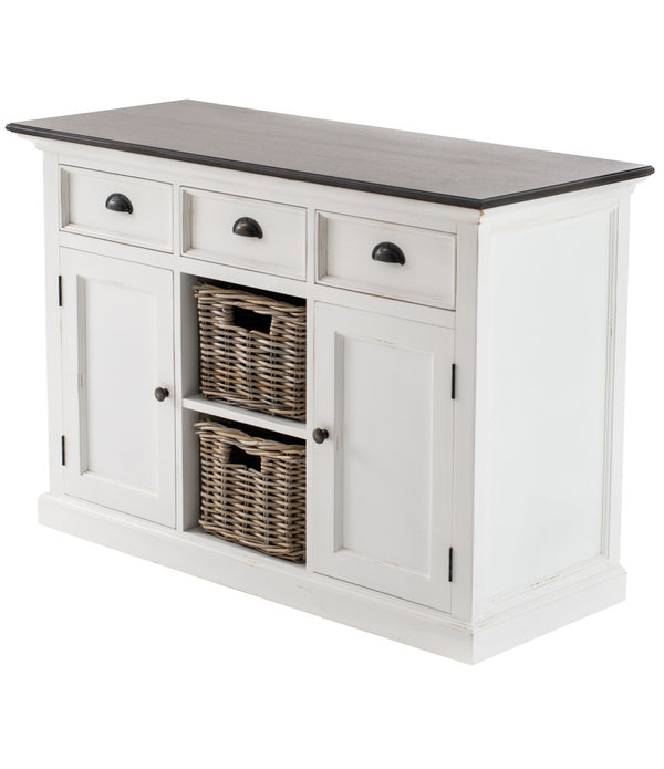 Modern Farmhouse Brown and White Large Accent Cabinet