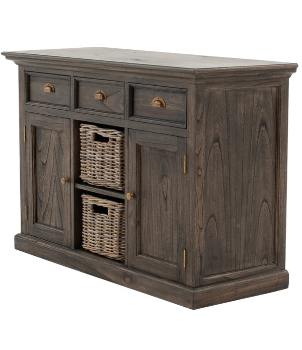 Modern Farmhouse Espresso Wash Large Accent Cabinet with Baskets