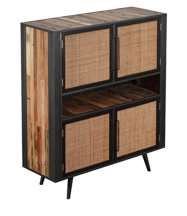 Modern Rustic Natural Rattan Double Decker Accent Cabinet