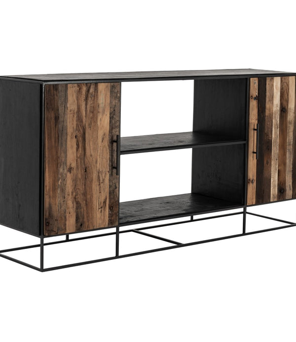 Modern Rustic Black and Natural Media Center TV Stand