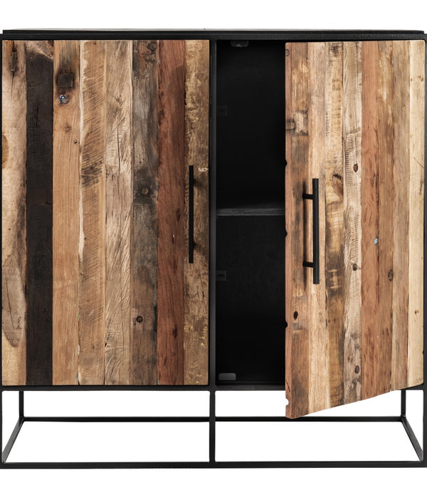 Modern Rustic Black and Natural Accent Cabinet