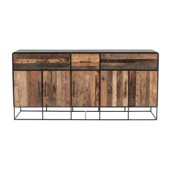 71" Modern Rustic Black and Natural Buffet Server