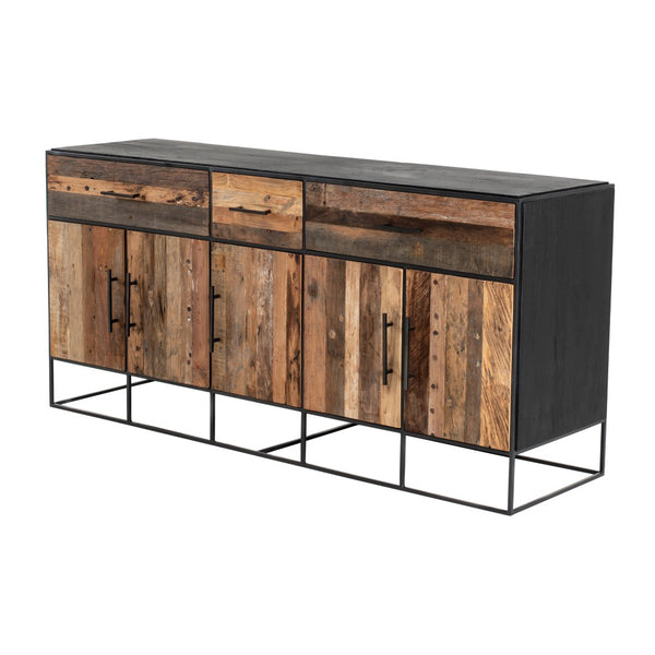 71" Modern Rustic Black and Natural Buffet Server