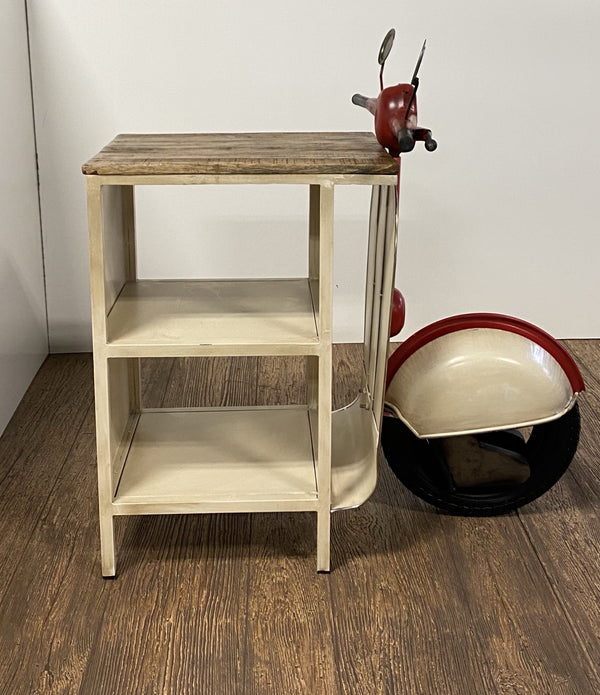 Rustic Red and Vanilla Scooter Cabinet