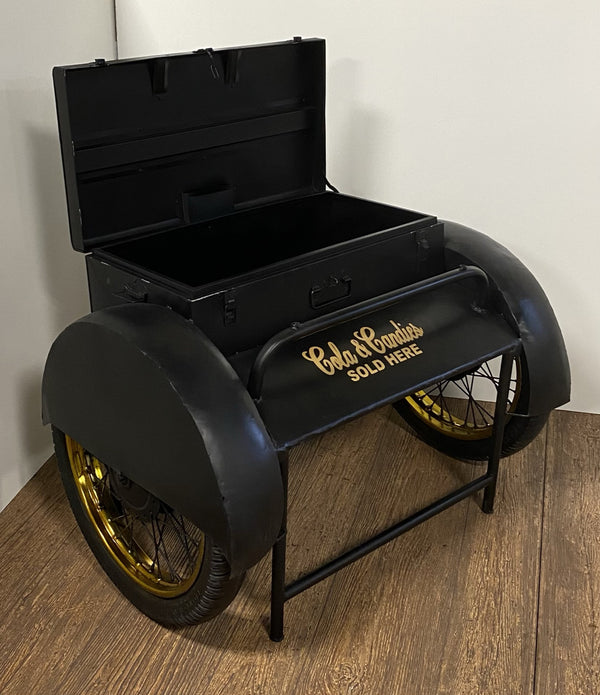 Black Old Time Delivery Box Table with Storage