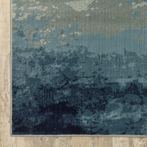 1' x 3' Blue Beige Machine Woven Abstract Skies Indoor Area Rug