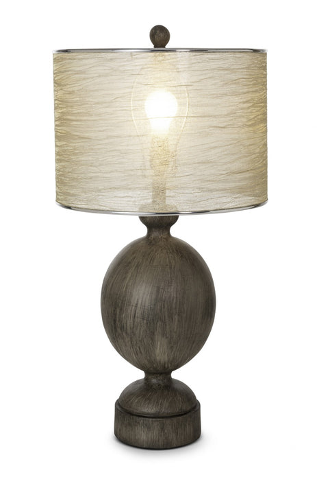 Set of 2 Modern Rustic Brown and Sheer Table Lamps