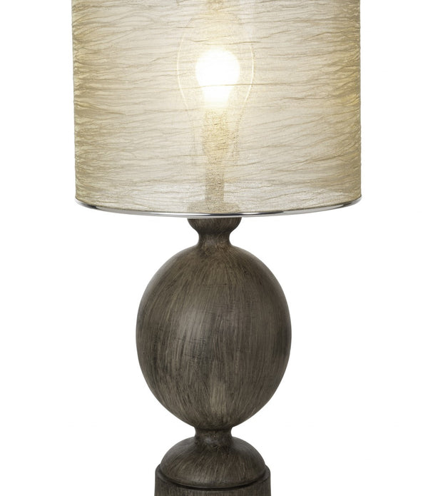 Set of 2 Modern Rustic Brown and Sheer Table Lamps