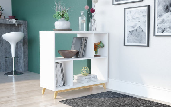 Modern White and Natural Bookcase