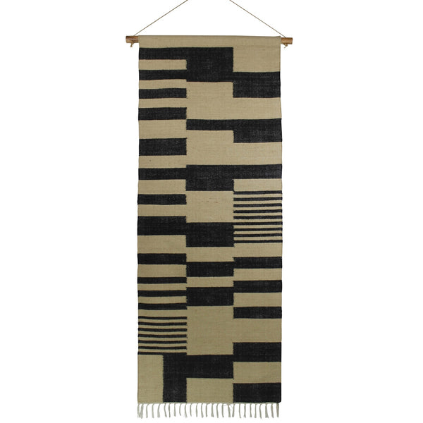 Black and Beige Jute Wall Hanging