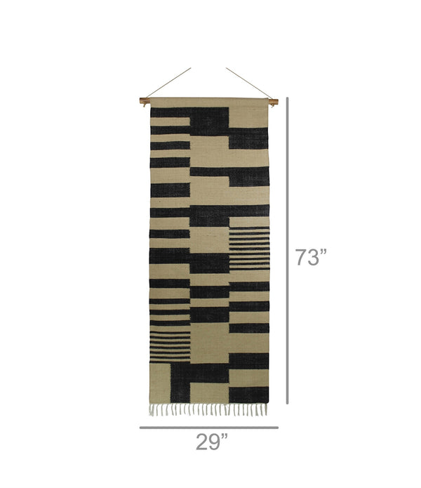 Black and Beige Jute Wall Hanging