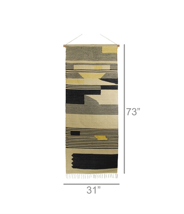 Black and Beige Angular Patterns Wall Hanging