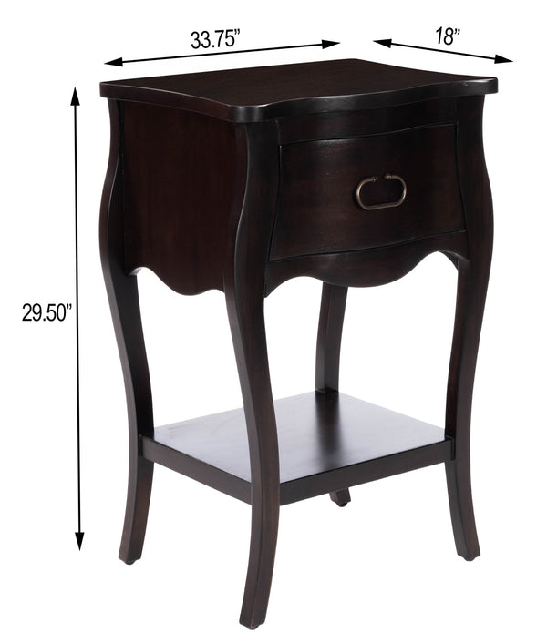 Dark Brown Chocolate Single Drawer Night Stand