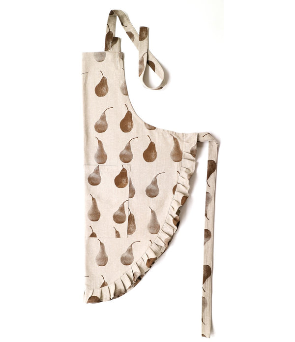 Set of Light Brown Pear Patterned Apron with Oven Gloves