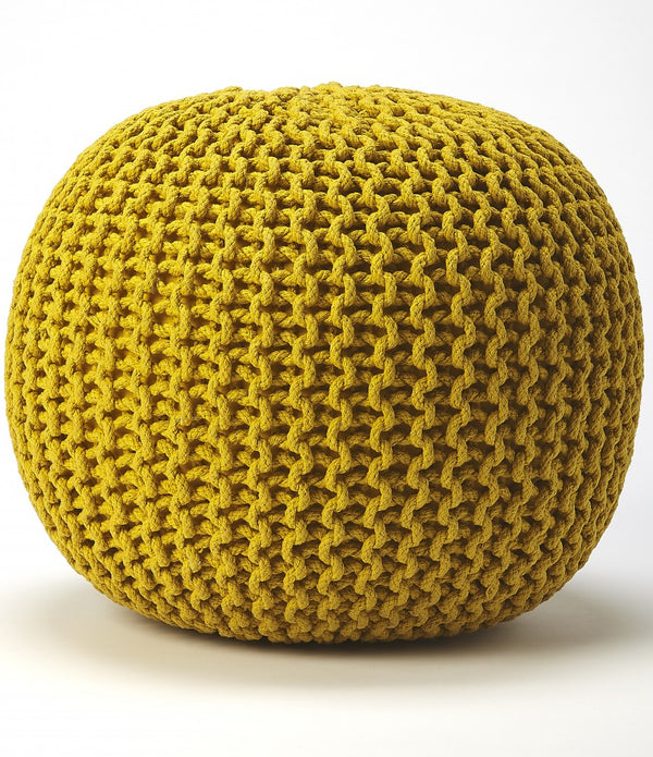 Cool Golden Mustard Pouf Ottoman