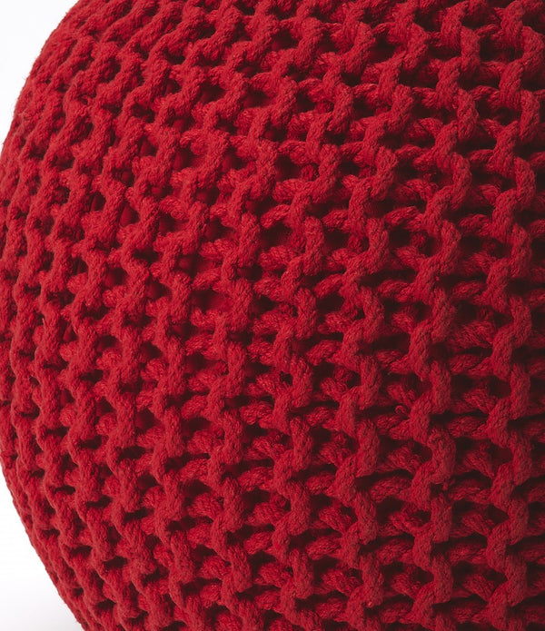 Cool Red Woven Pouf Ottoman