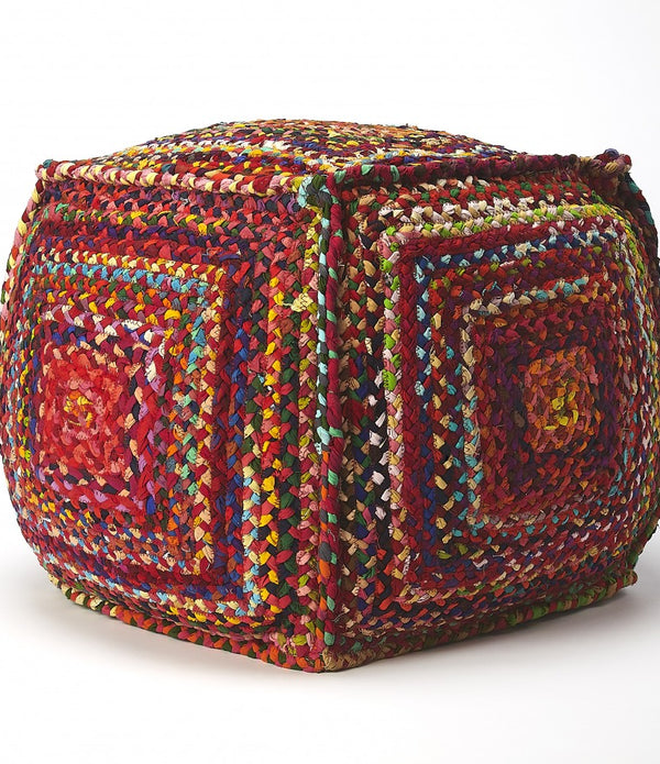 Color Fiesta Braided Pouf Ottoman