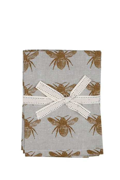 Set of Eight Pale Yellow Bumble Bee Napkins