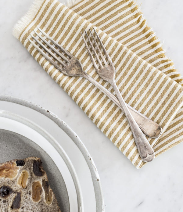 Set of Eight Ochre Stripe Napkins