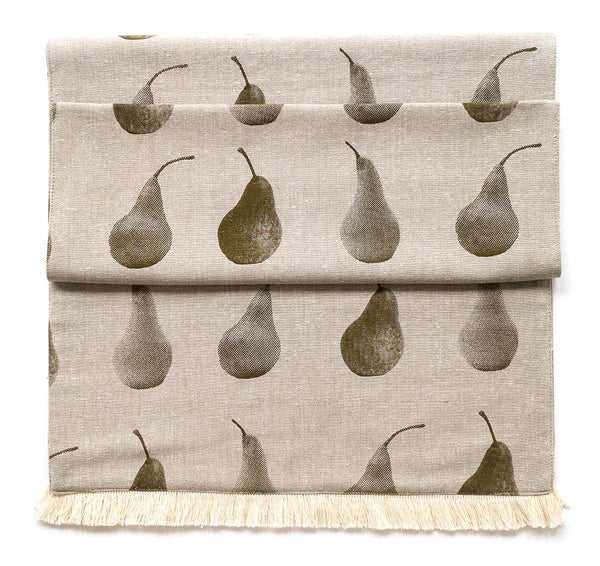 Set of Green Pear Pattern Table Runner with 8 Matching Napkins