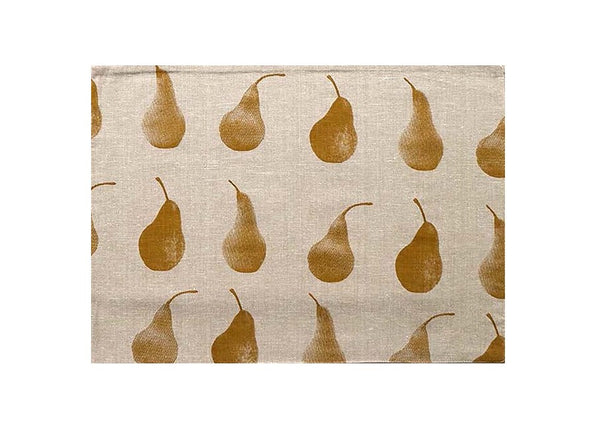 Set of Eight Ochre Pear Pattern Napkins