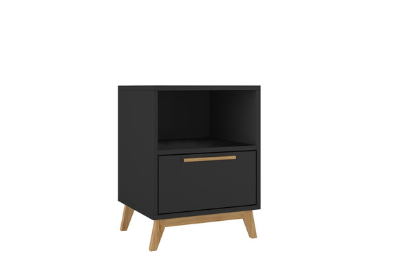 Modern Black and Natural Flair Night Stand