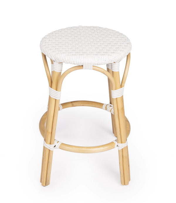 White Rattan Counter Stool