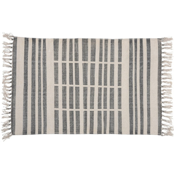 2' X 3' Gray and Cream Broken Stripes Scatter Rug