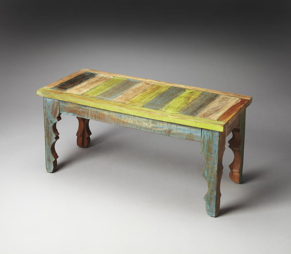 Rustic Multi Color Wood Bench