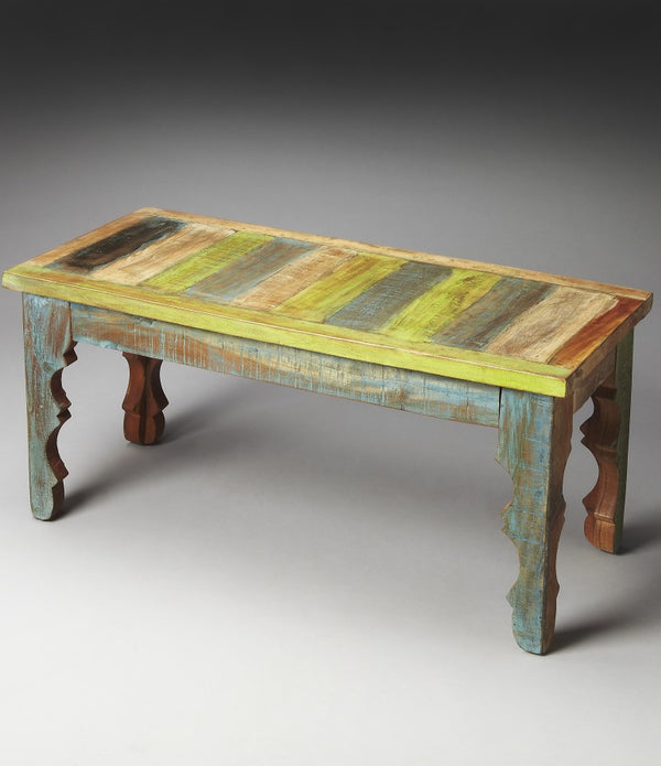 Rustic Multi Color Wood Bench