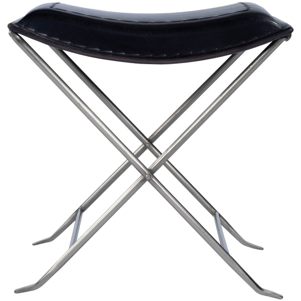 Modern Black Leather Stool