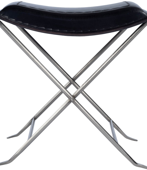 Modern Black Leather Stool