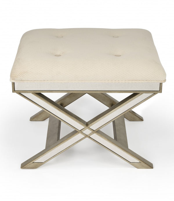 Mirrored X Frame Vanity Stool