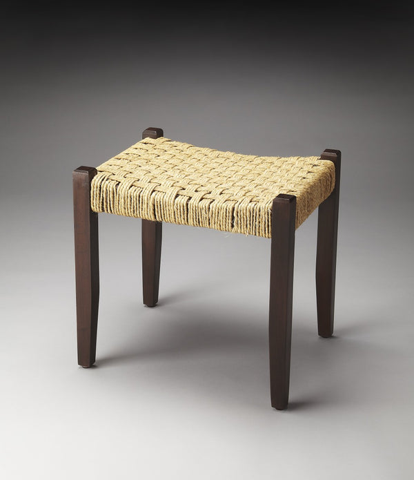 Solid Wood and Woven Jute Stool